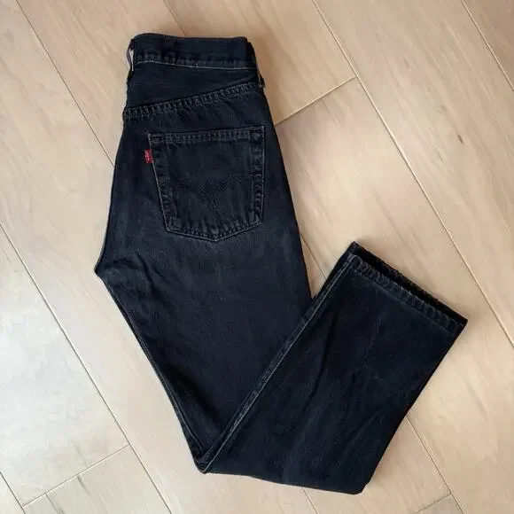 Vintage Levis 501 Jeans 28 Black 90s Straight Leg Workwear New York For Women - Picture 2 of 10